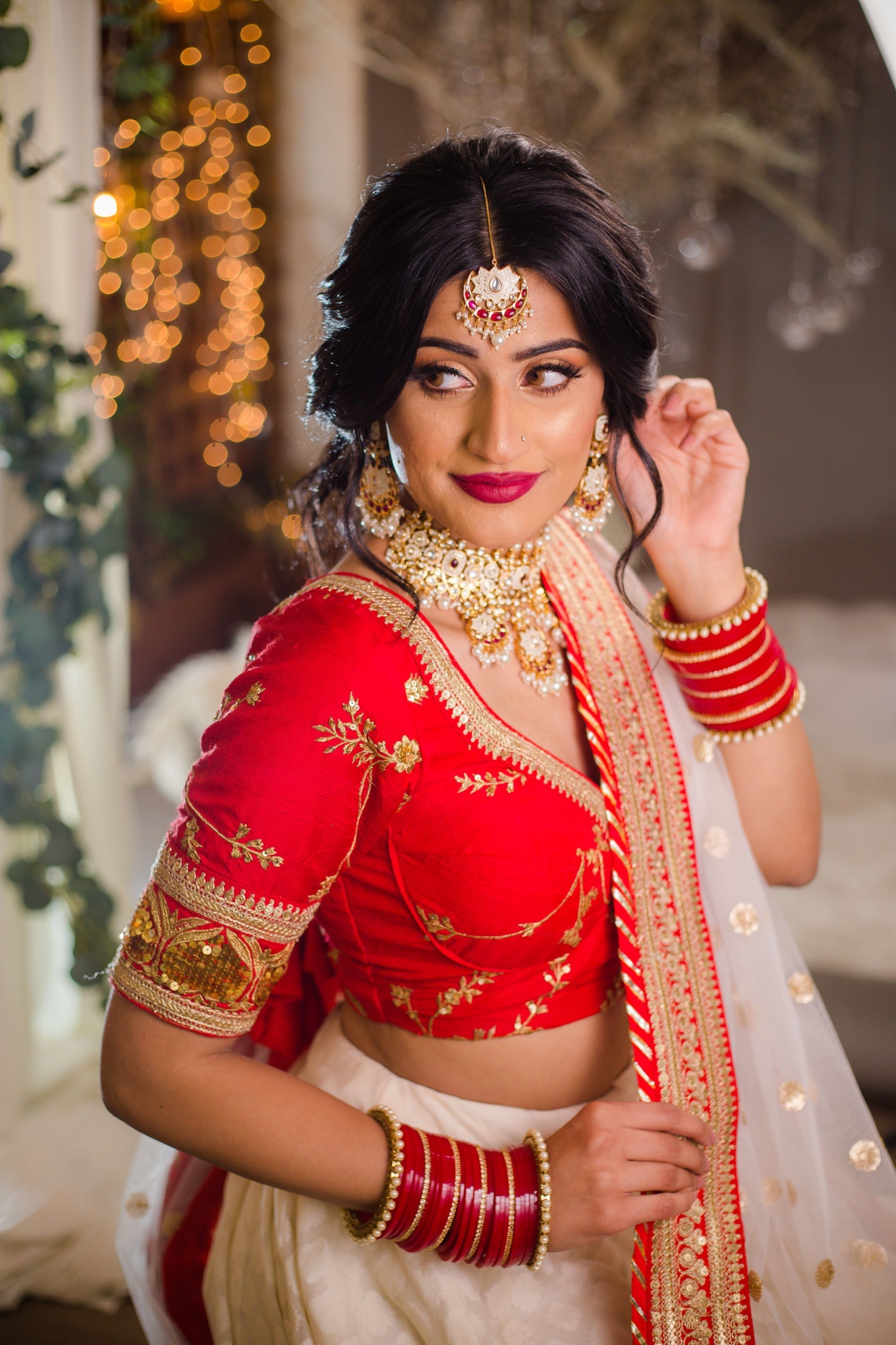 Traditional Southern Indian bride wearing bridal hair, lehenga and  jewellery. Engagement look. Makeup… | Indian women fashion, Wedding saree  indian, Lehenga designs