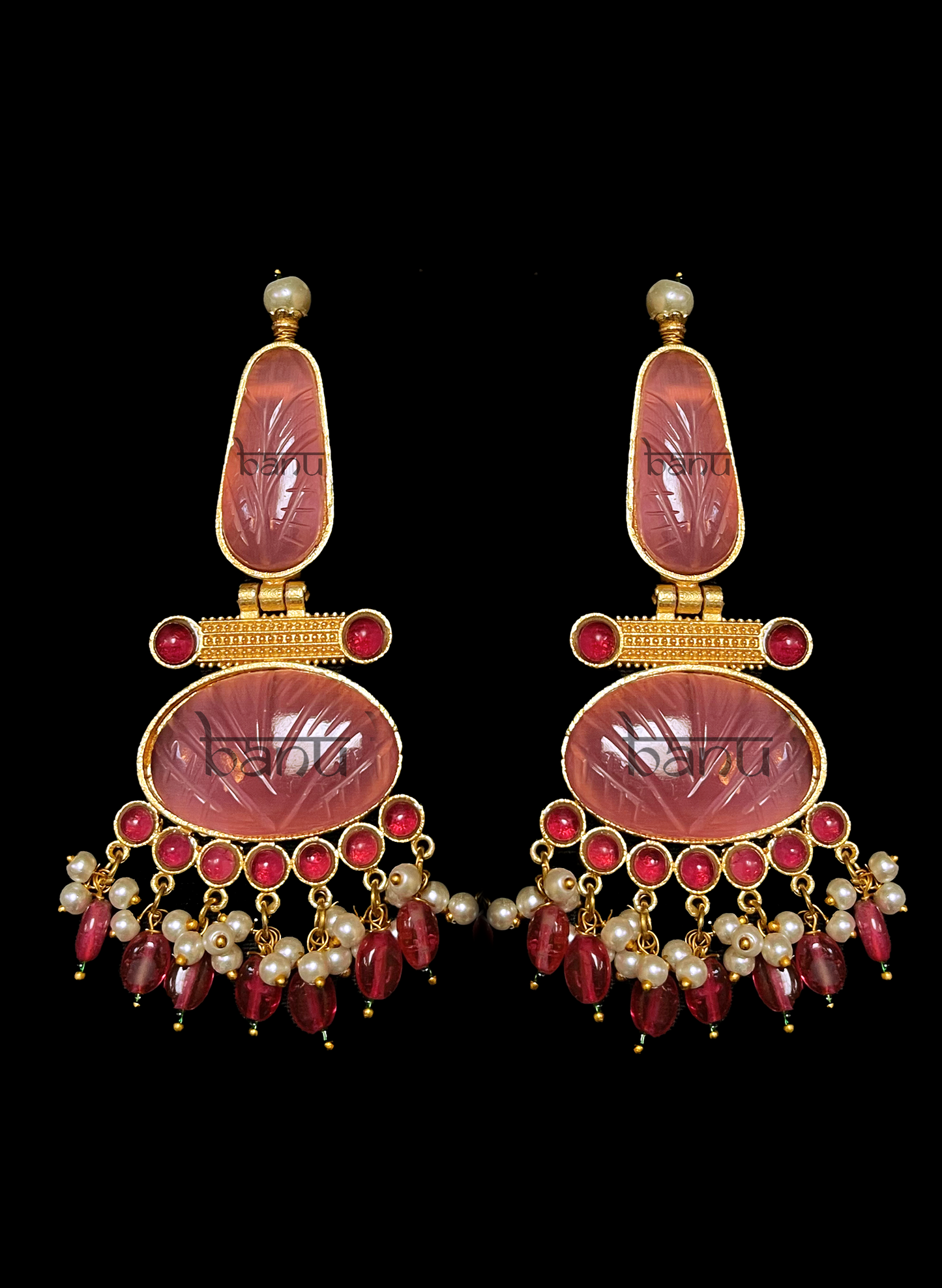 Load image into Gallery viewer, Pink traditional tribal Amrapali Earrings for Women
