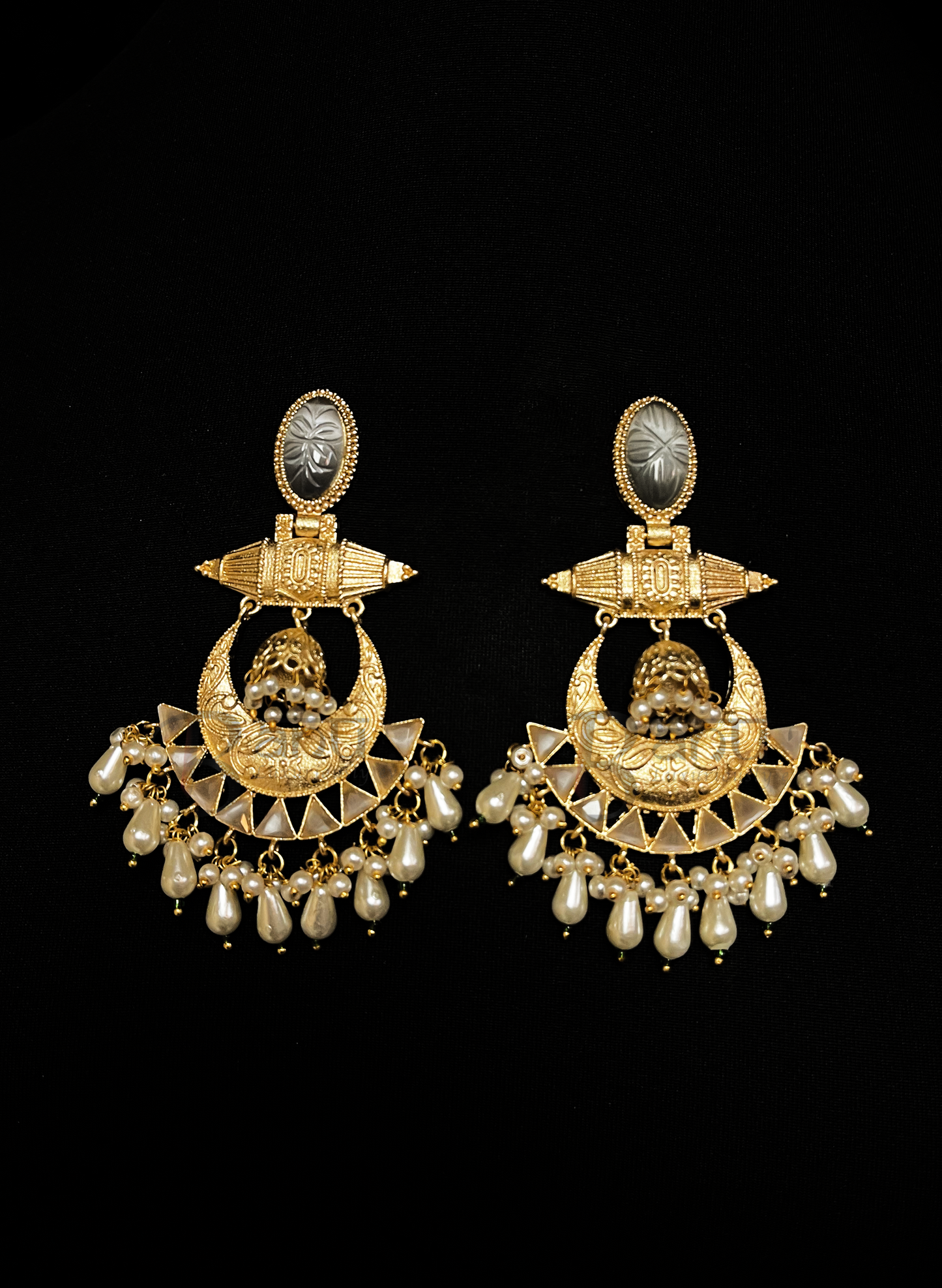 Grey Ombre Amrapali earrings with pearls for Indian brides