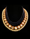Elda Multi Strand Necklace With Matte Blue Onyx, Pearls & Ruby Meenakari - bAnuDesigns