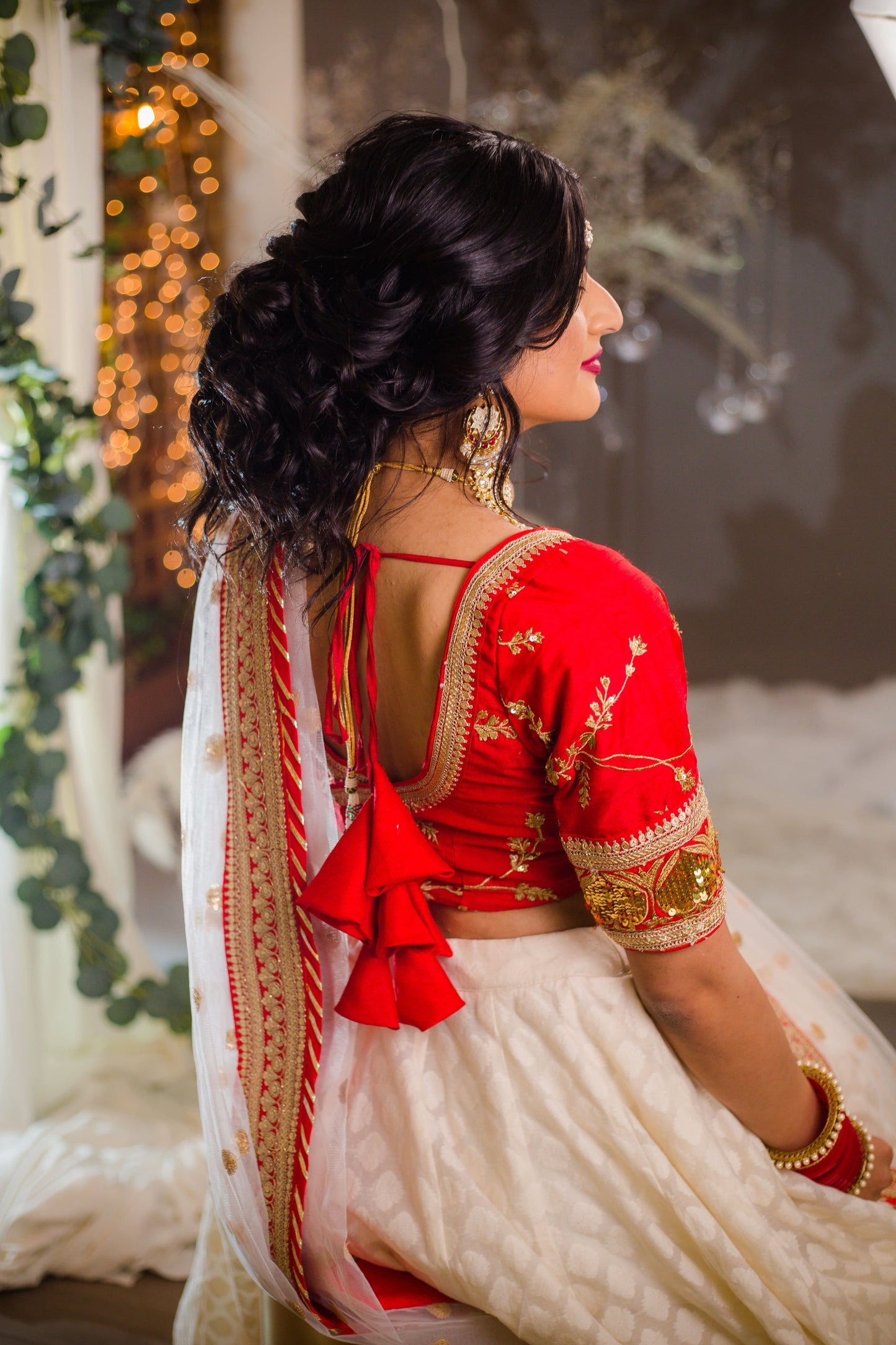 Red and White Minimalist Silk Lehenga for Modern Brides