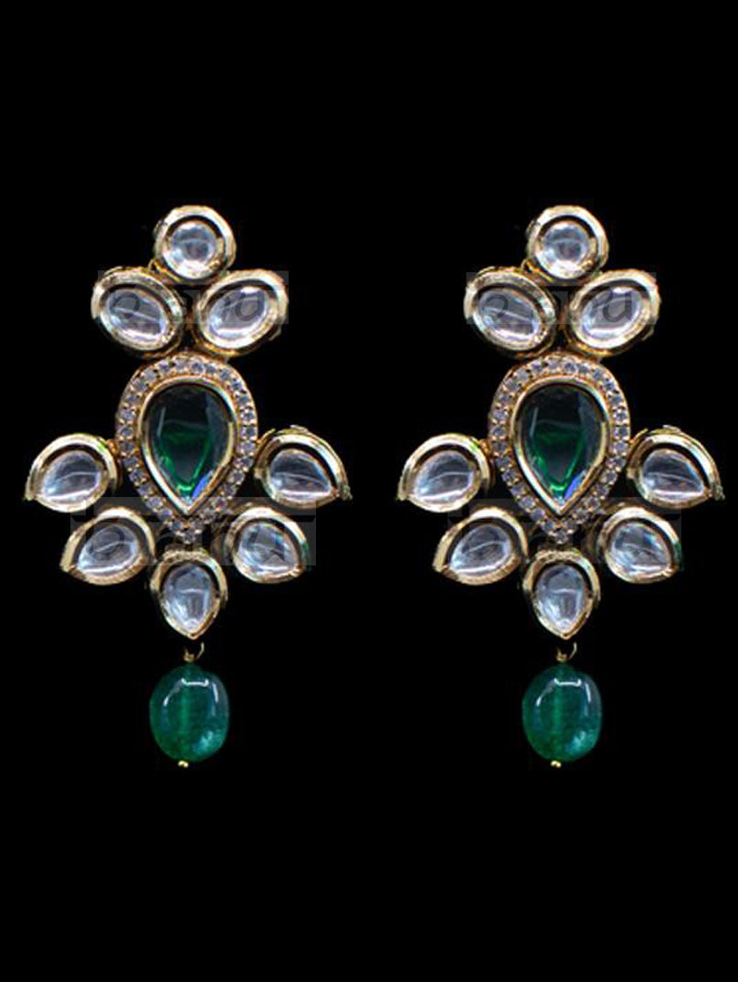 Fariha Kundan Pendant Set - Emerald - bAnuDesigns