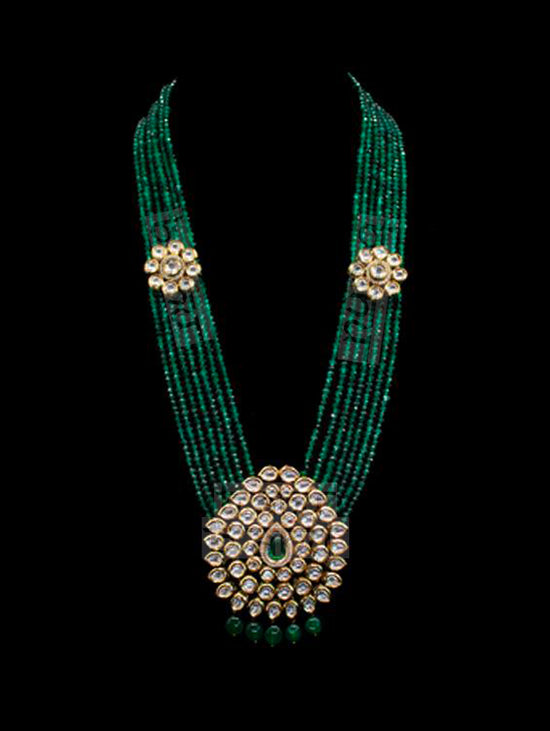 Fariha Kundan Pendant Set - Emerald - bAnuDesigns