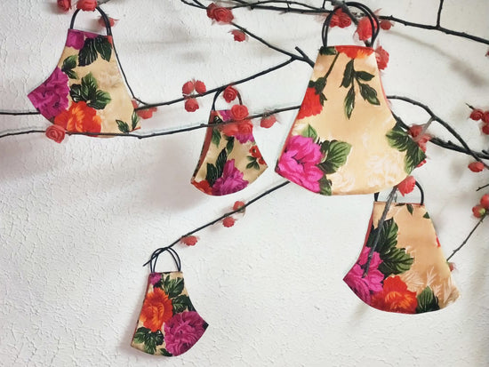 Floral Face Mask - Fuchsia & Cream Gold - bAnuDesigns