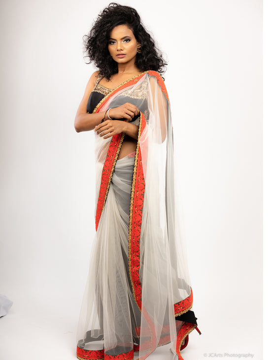 Load image into Gallery viewer, Giva Tulle Sari - bAnuDesigns
