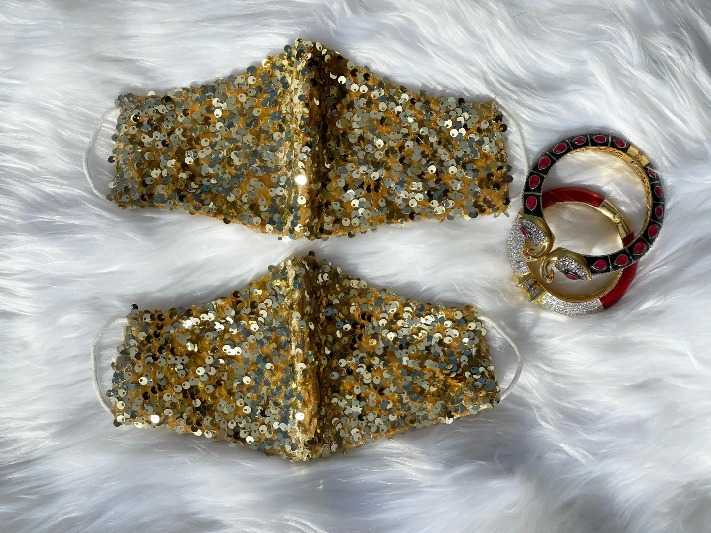 Heavy Sequin Face Mask - Gold