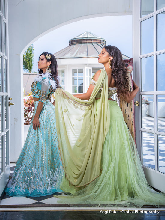 Closer Lengha -Net Lehenga with Sequin & Zardozi Work - bAnuDesigns