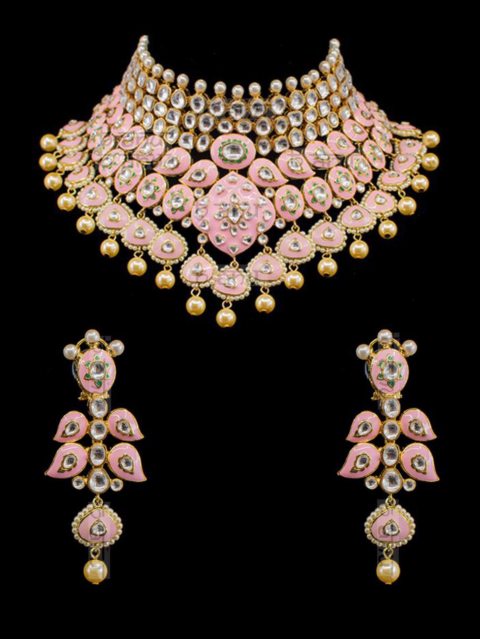 Gulrukh Meenakari Set - Pink - bAnuDesigns