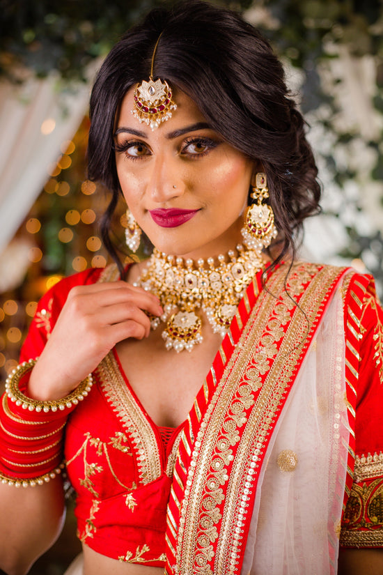Red and White Minimalist Silk Lehenga for Modern Brides