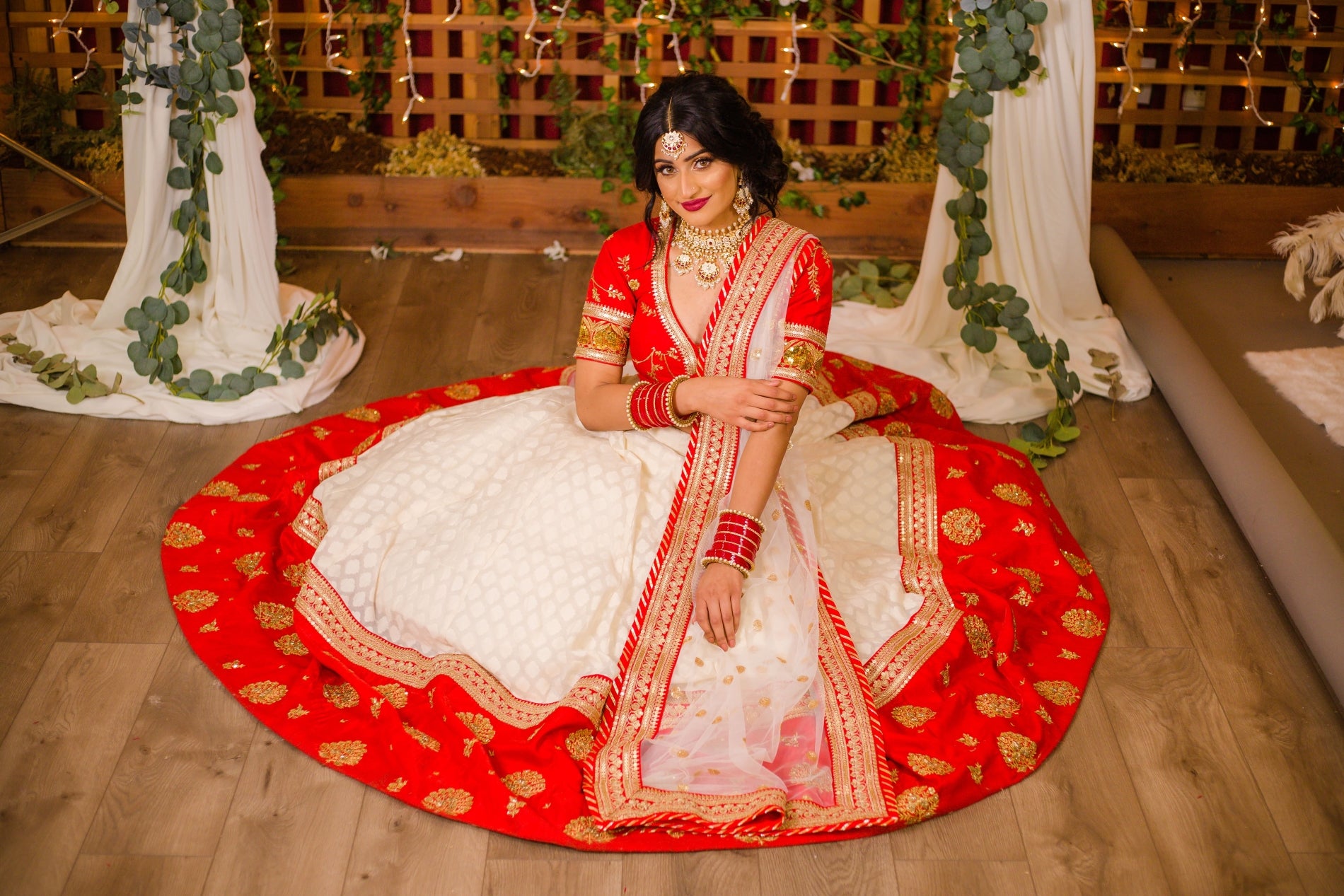 Gujarati bridal wear on sale red and white