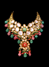 Kundan choker jewelry with emerald & ruby drops