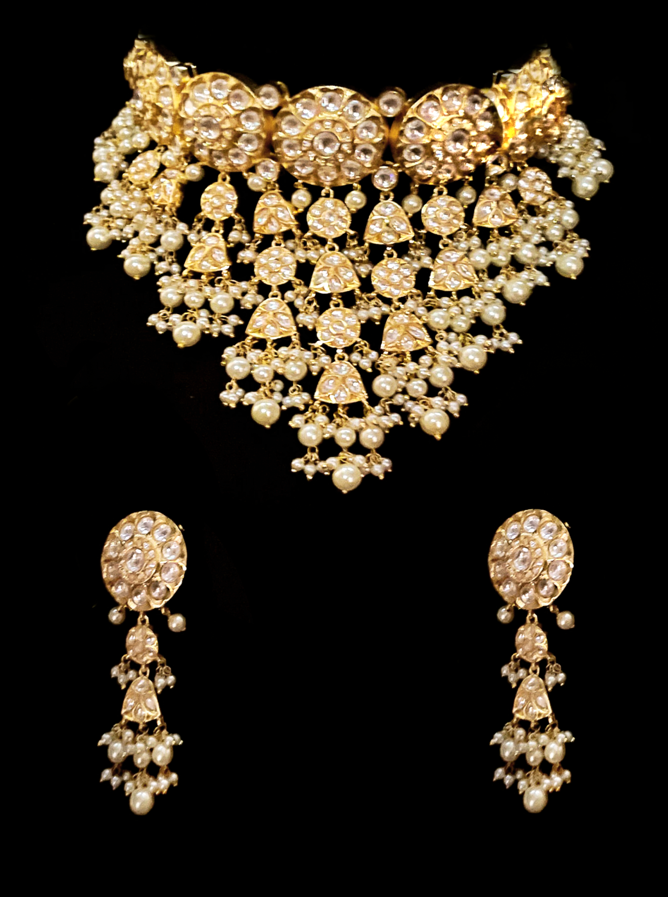 Kundan pearl bridal choker set