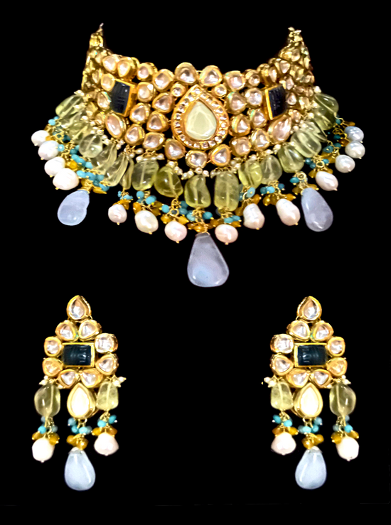 Load image into Gallery viewer, Pastel Kundan bridalwear choker jewelry se

