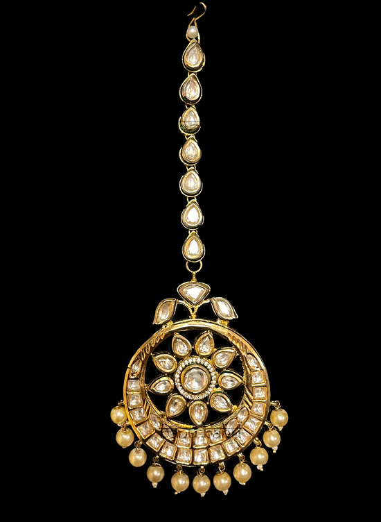 Load image into Gallery viewer, Indian womens jewelry with Kundan stones &amp;amp; pearl drops
