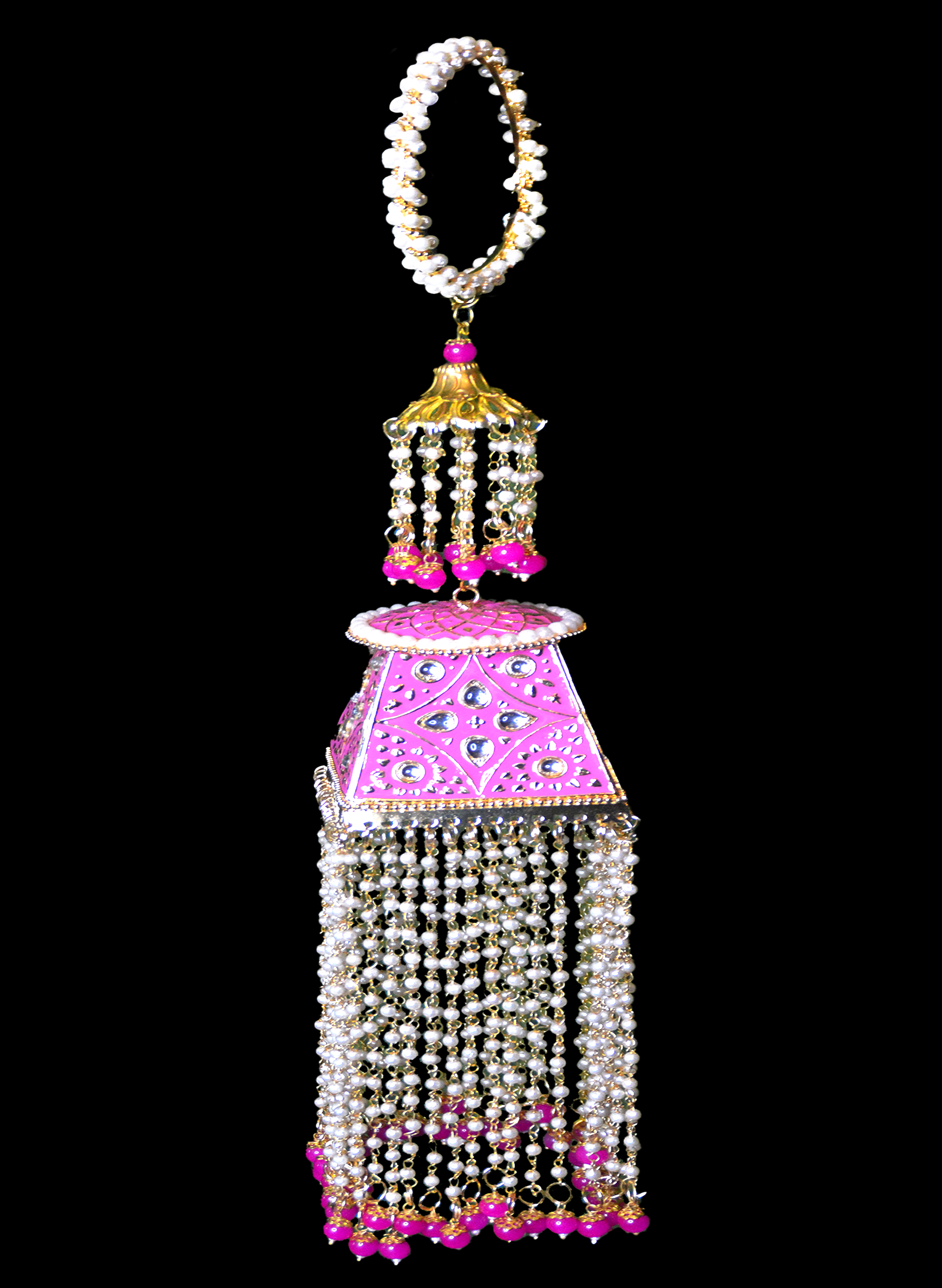 Pearls kalira with pink meenakari with onyx