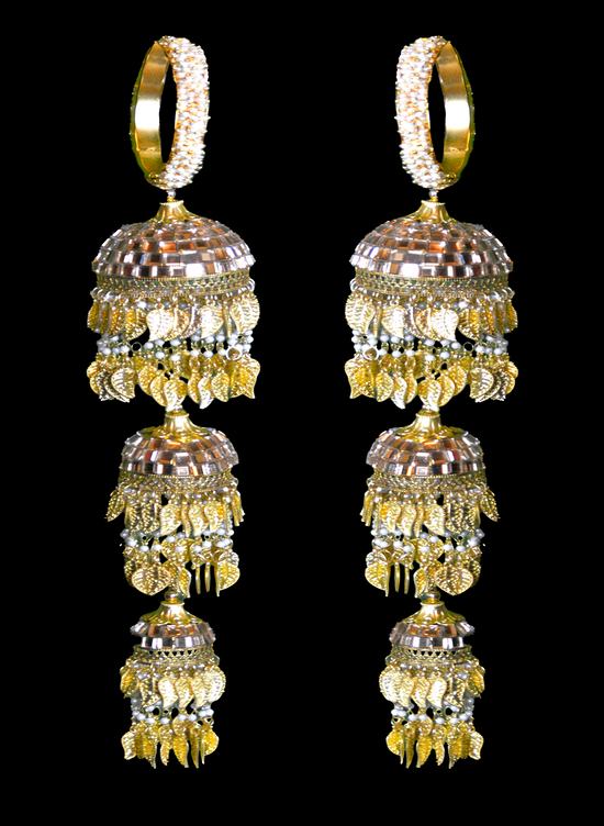 Punjabi Womens Kaleera bangles with pearls & Mirror work