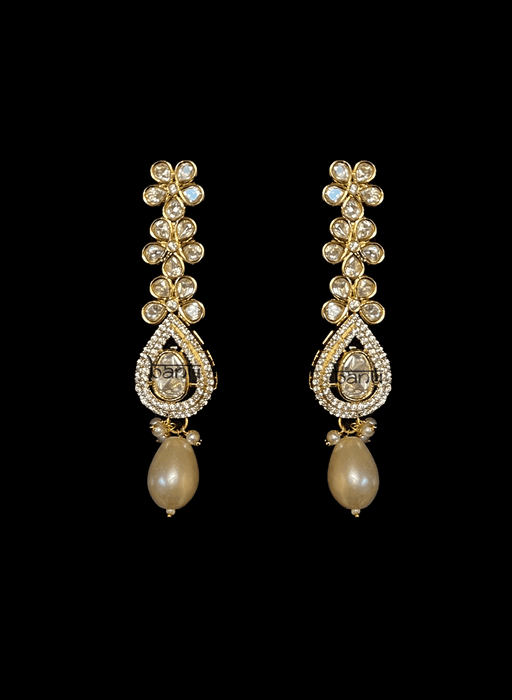 Harini - Modern Bridal Set w/ Pastel Green Stones, Kundan & Pearls