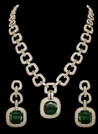 Scarlet - Modern Victorian Inspired Emerald Bridal Set w/ Clear CZ Crystal