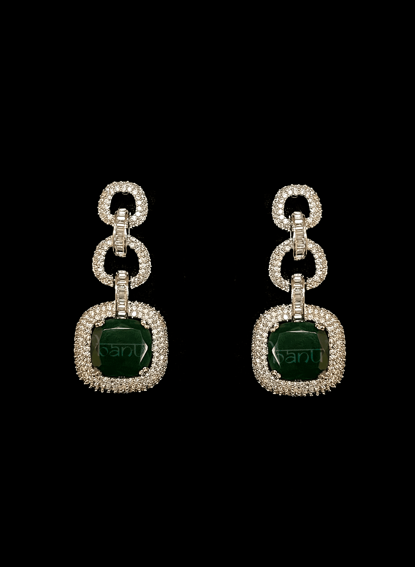 Scarlet - Modern Victorian Inspired Emerald Bridal Set w/ Clear CZ Crystal