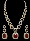 Scarlet I - Classic Victorian Concept Ruby Bridal Set w/ CZ crystals