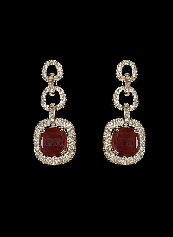 Scarlet I - Classic Victorian Concept Ruby Bridal Set w/ CZ crystals