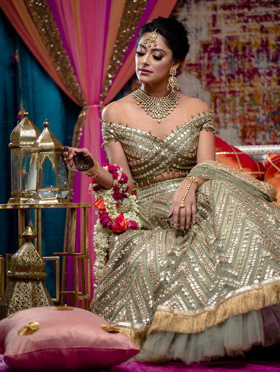 Load image into Gallery viewer, Mendhika Bridal Lehenga - Indian Bridal Wear - bAnuDesigns
