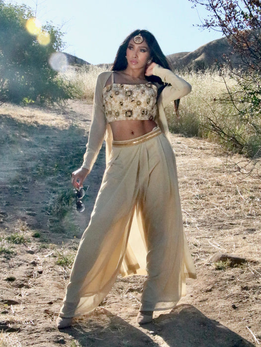 Mint Mistress Palazzo Set - With Crop Top and Jacket - bAnuDesigns