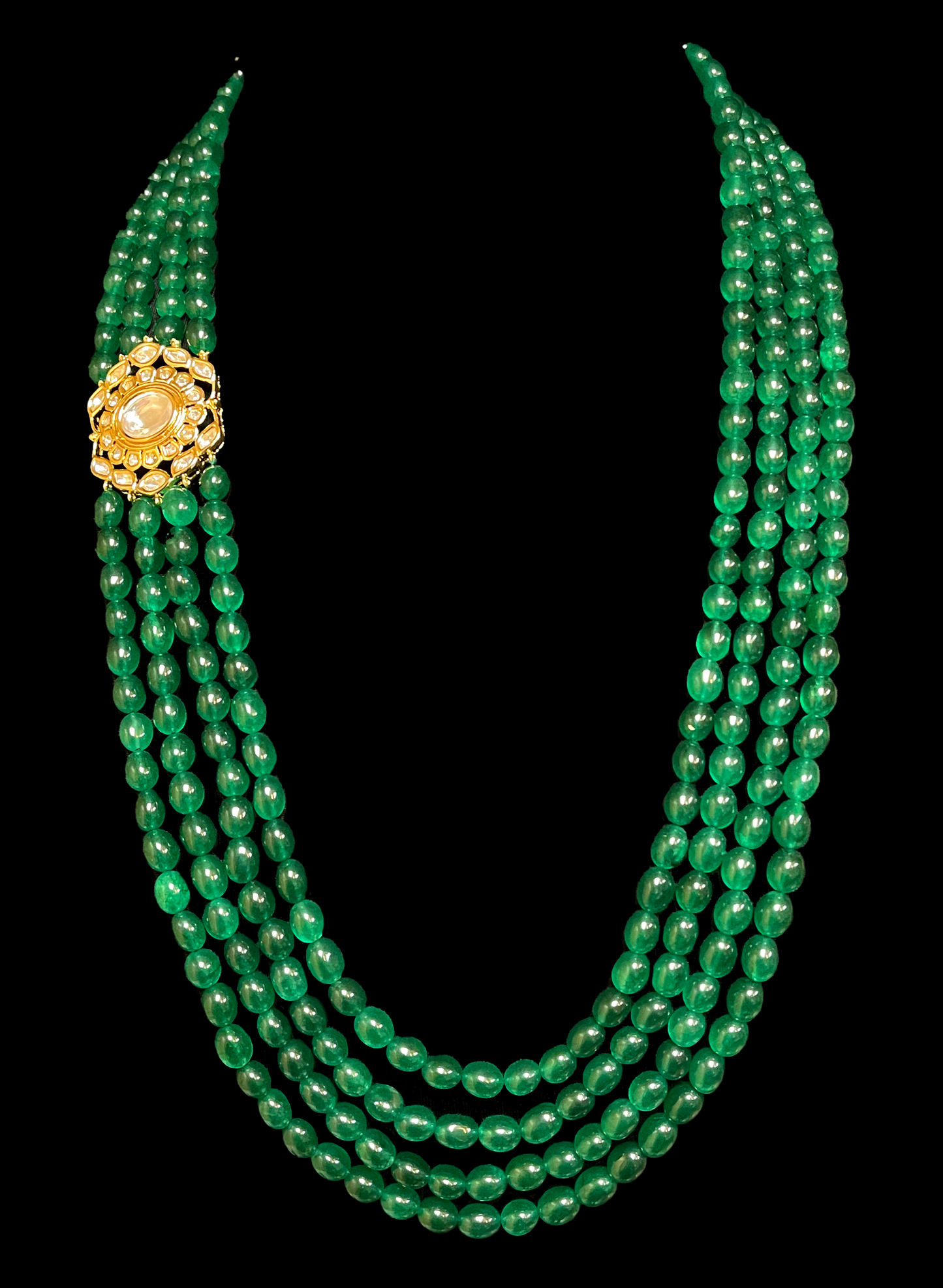 Load image into Gallery viewer, Green long multilayer Grooms Indian bridal necklace USA
