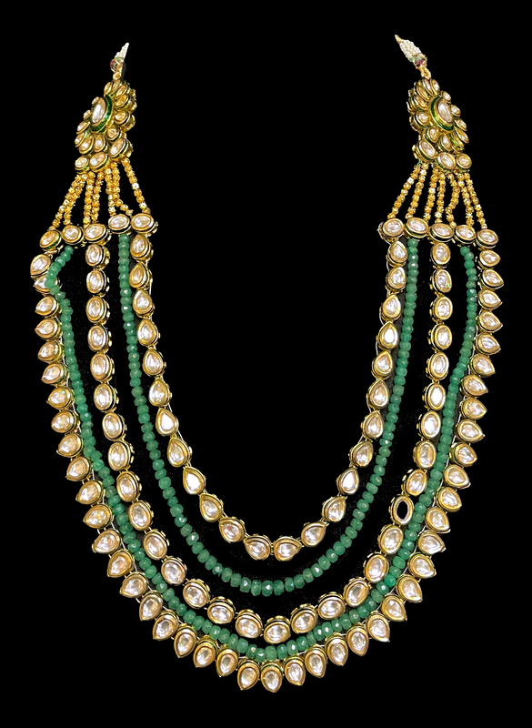 Unique mala necklace for Indian grooms with kundan & green Onyx
