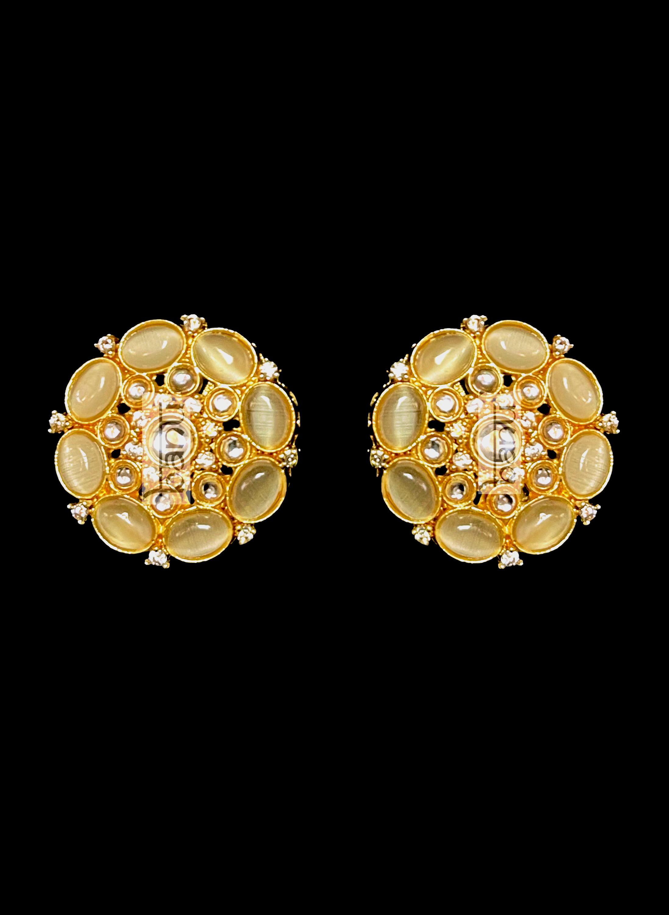 Golden traditional earrings with CZ crystals