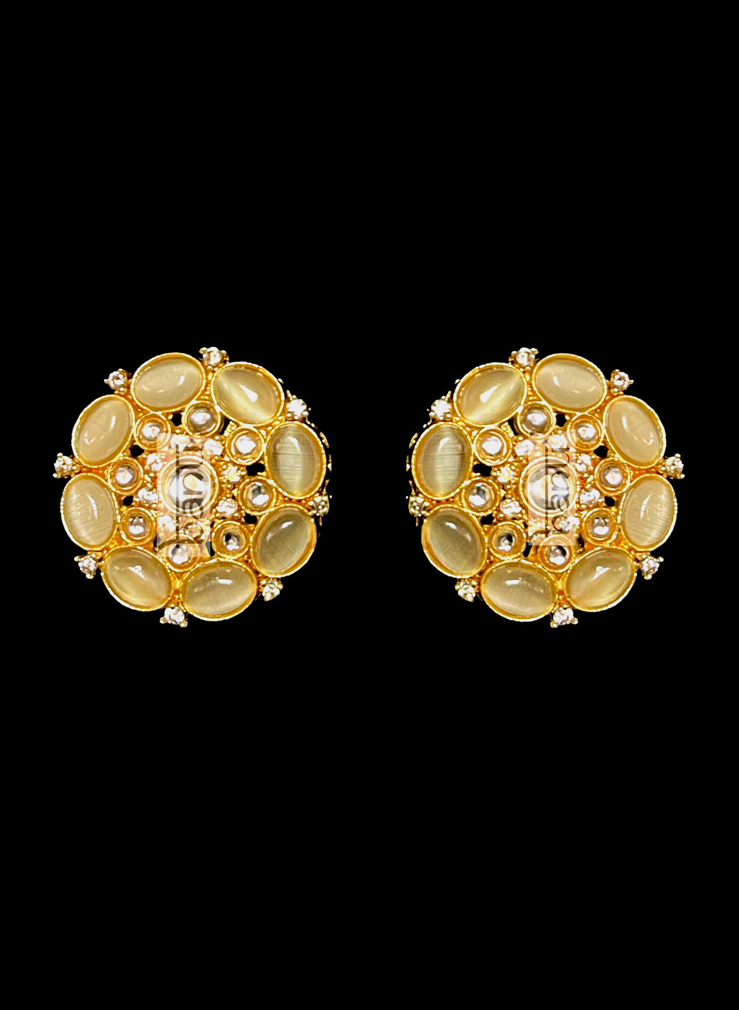 Load image into Gallery viewer, Golden traditional earrings with CZ crystals
