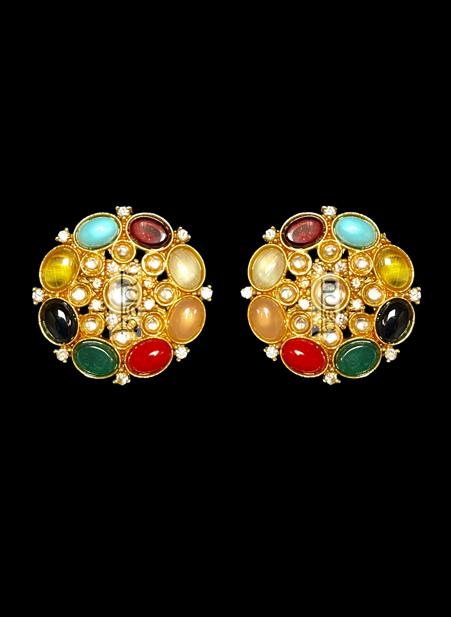 Load image into Gallery viewer, Navaratna multicolor studded earring for women 
