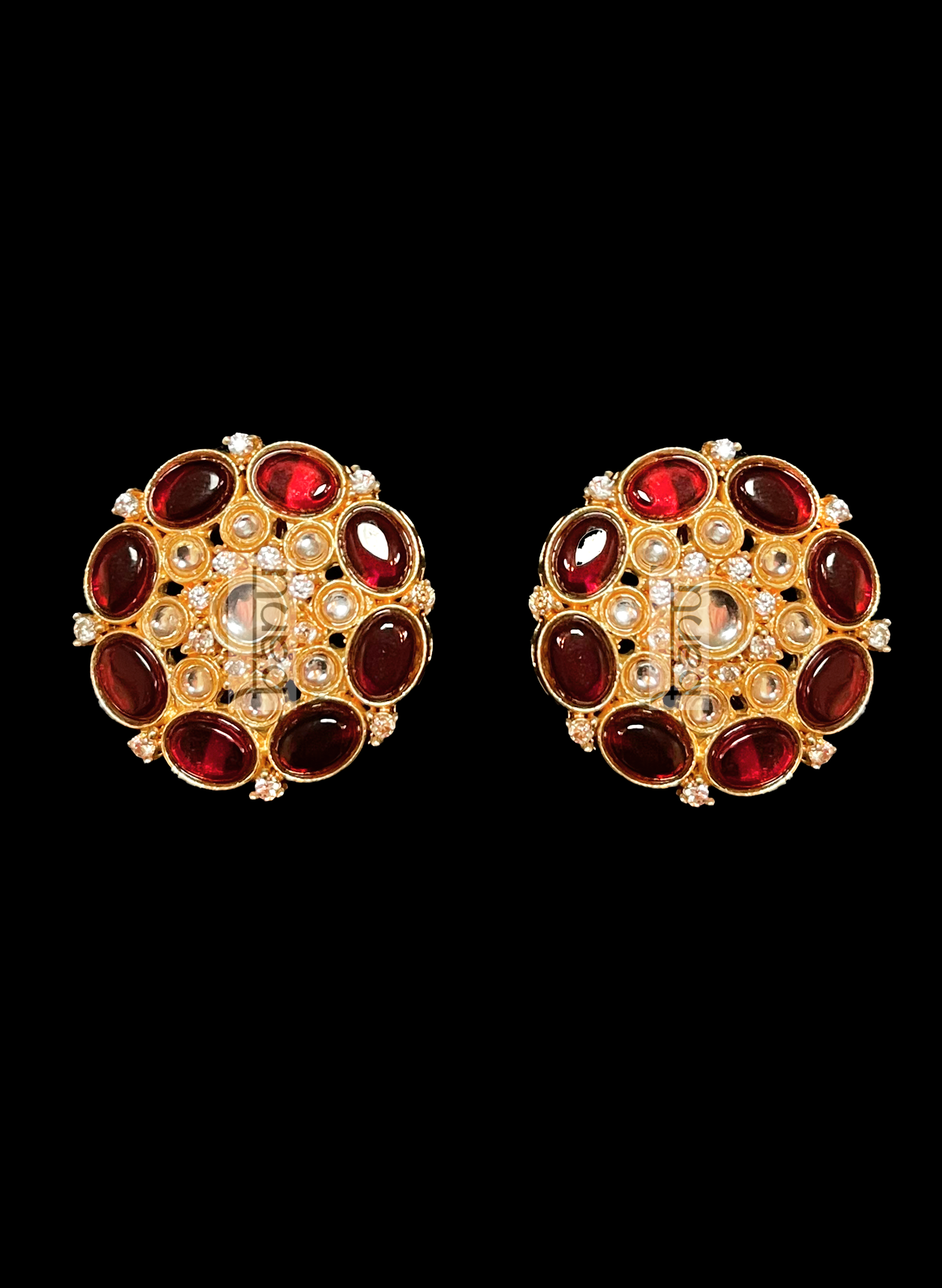 Red Stud Earrings - Indian Bridal Jewelry for Women