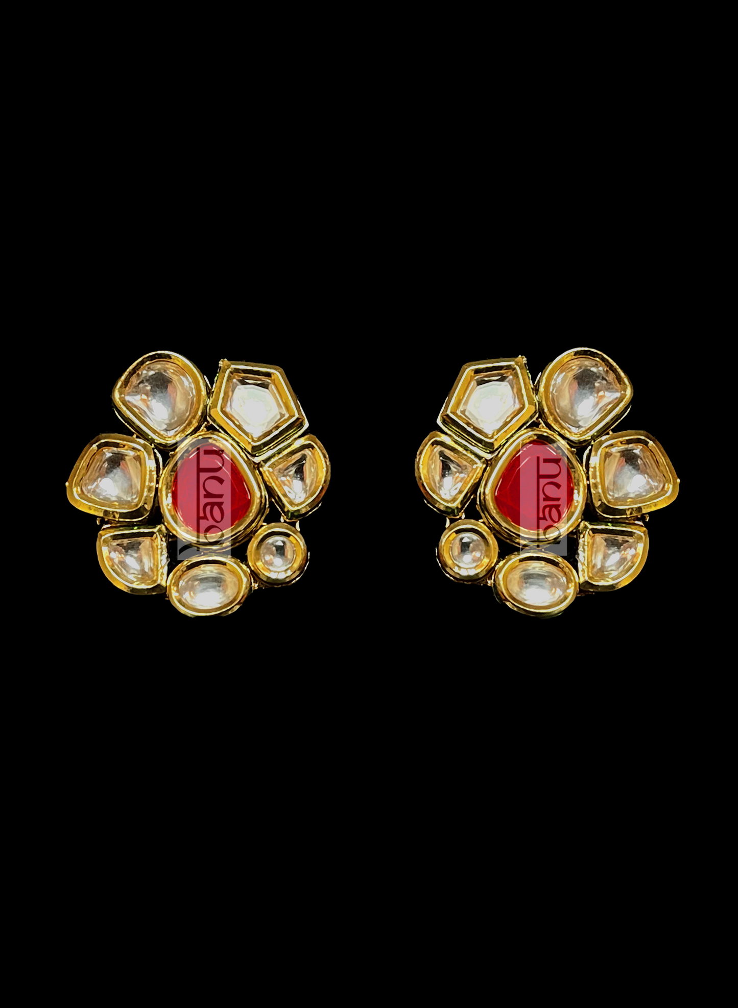 Kundan Bride Earring with Pink Gemstones of Onyx