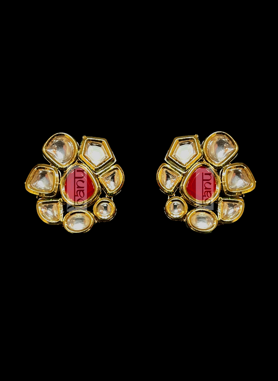 Load image into Gallery viewer, Kundan Bride Earring with Pink Gemstones of Onyx
