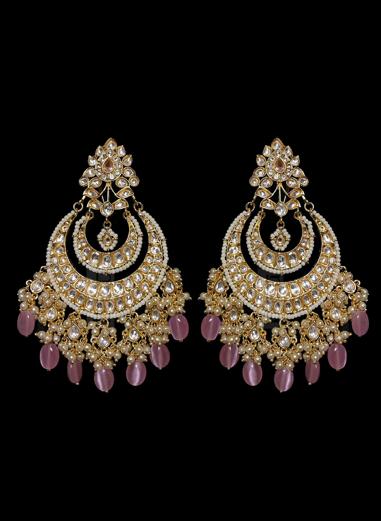 Load image into Gallery viewer, Indian Bridal Kundan Jhumka Earrings with Purple Stones for Brides
