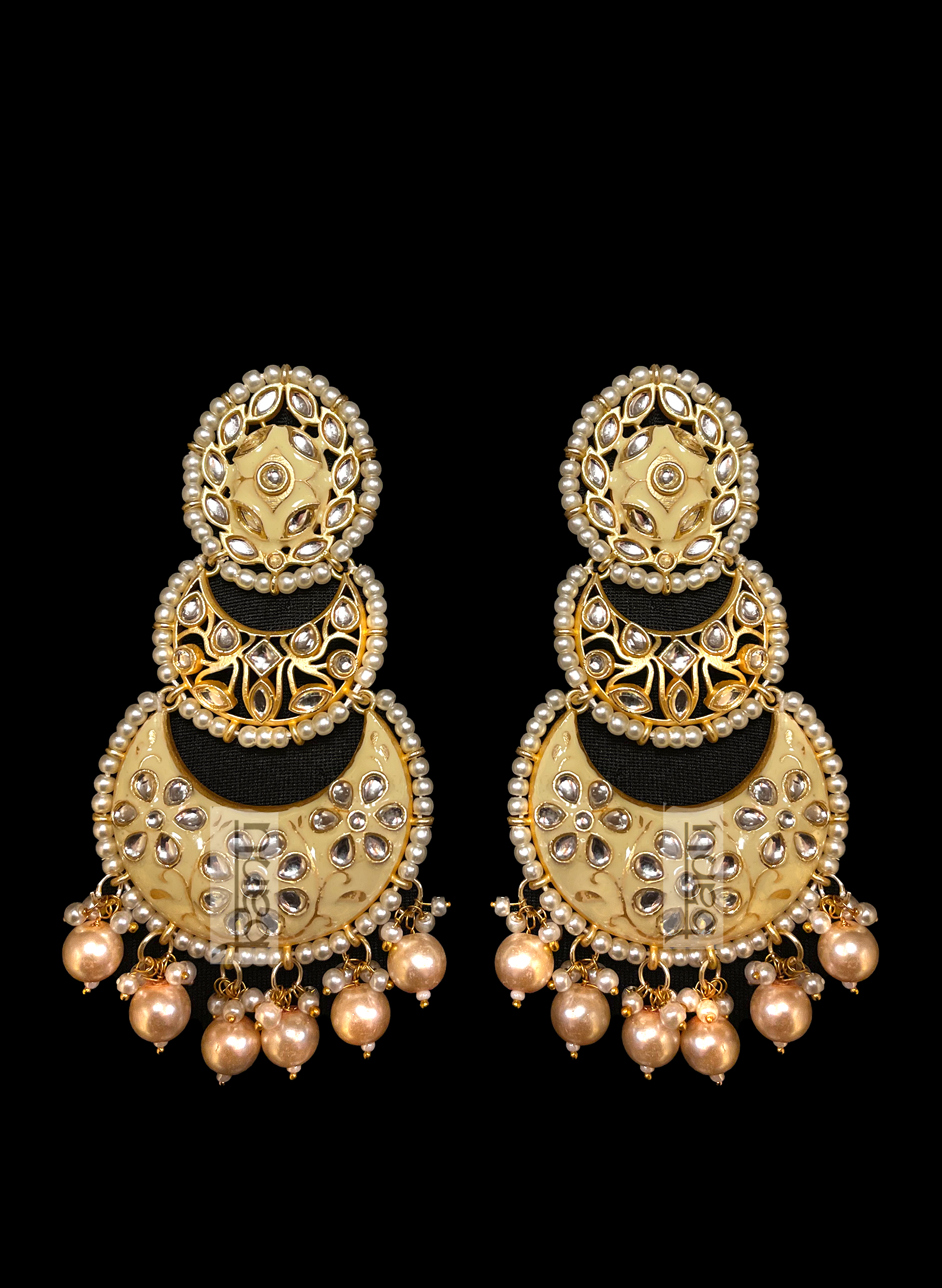 Rose Gold Earrings with Pearls & Kundans