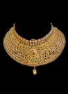 Gold plated kundan choker necklace with pearl drop