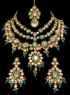 Modern Indian Bridal Emerald jewelry set 