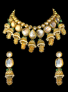 Polki set with golden gemstones & pearls 