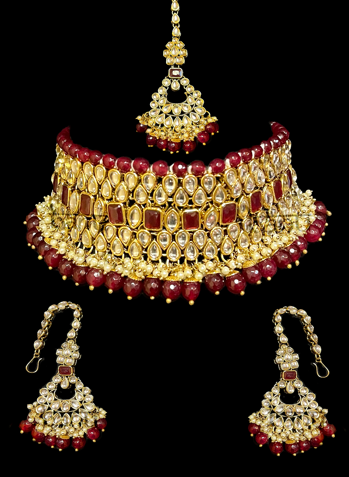 Ruby & Kundan bridal jewelry set for Indian brides