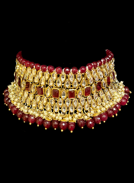 Kundan choker necklace with Ruby & Pearls