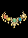 Navratna choker necklace with kundan and pear drops