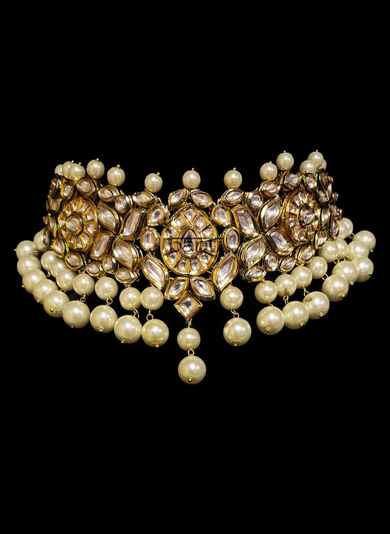 Contemporary Indian jewelry - Kundan choker necklace with Pearls
