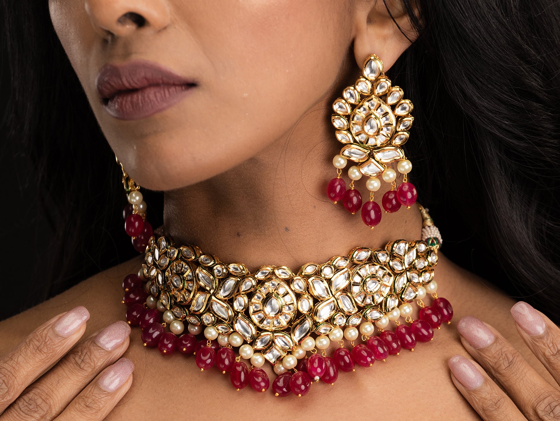 Kundan and ruby on sale set