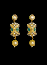 Contemporary kundan earrings with emerald and pearls