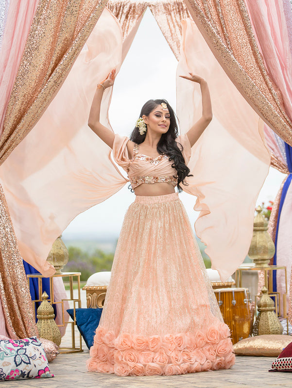 Rose Petals Bridal Lehenga - Indian Bridal Wear - bAnuDesigns