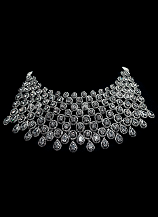 Beryl III - Modern Silver CZ Bridal Choker Set