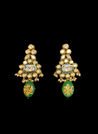 Kundan Bridal Choker Set, Long Rani Haar & Earrings w/ Emerald Drops