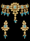 Nayana II - Gold-plated Modern Indian Bridal Set w/ Kundan & Blue Onyx Gems